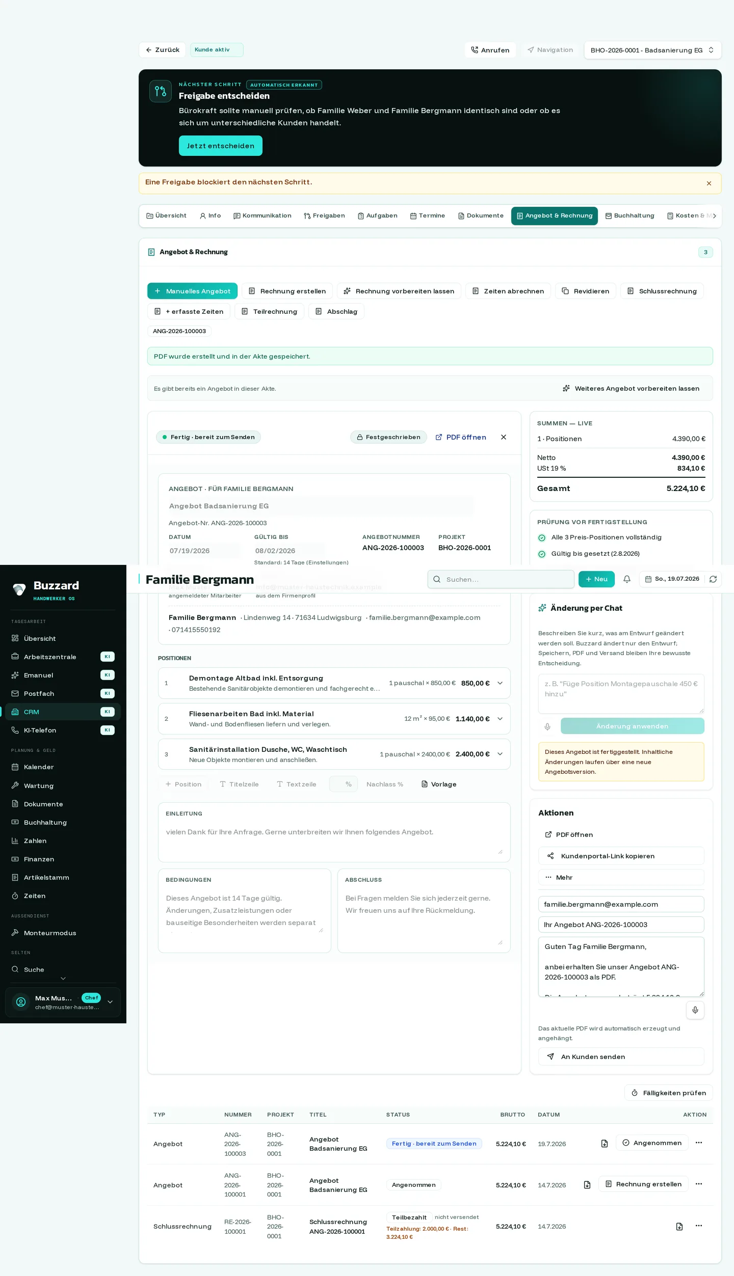 Buzzard: angebot finalisiert