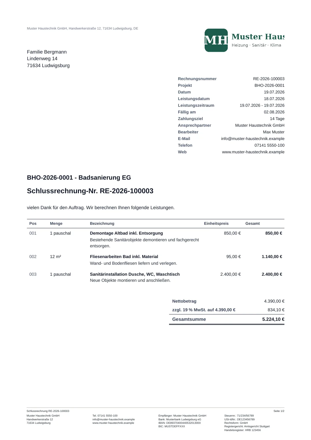 Buzzard: rechnung pdf