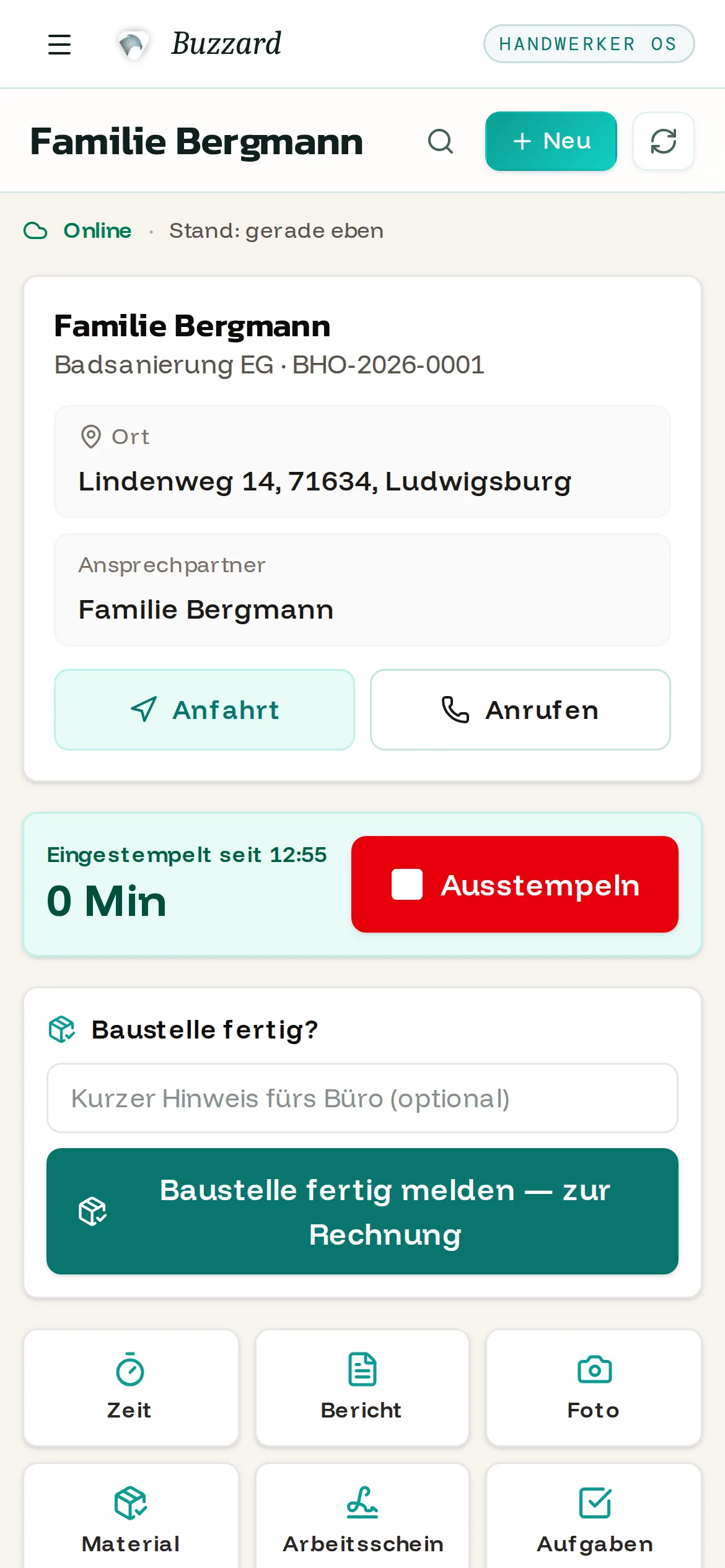 Buzzard: eingestempelt