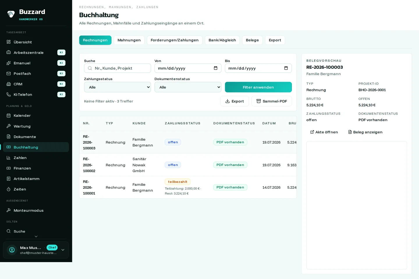Buzzard: buchhaltung